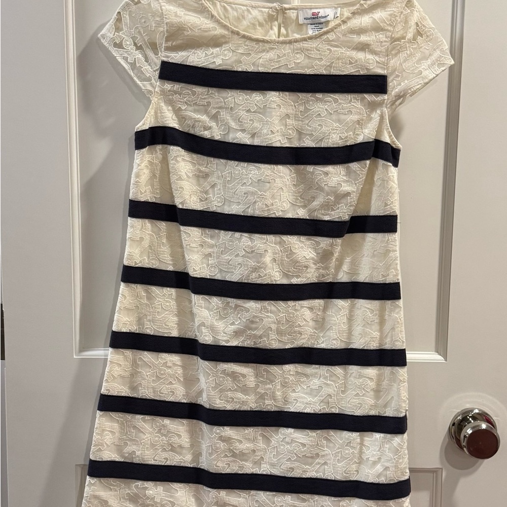Vineyard Vines Anchor Lace Dress with navy stripes